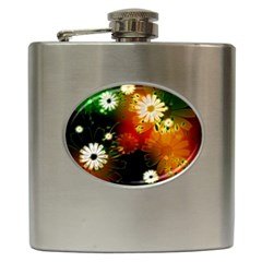 Awesome Flowers In Glowing Lights Hip Flask (6 Oz) by FantasyWorld7