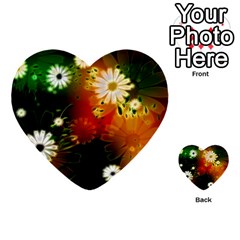Awesome Flowers In Glowing Lights Multi-purpose Cards (heart)  by FantasyWorld7