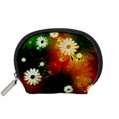 Awesome Flowers In Glowing Lights Accessory Pouches (small)  by FantasyWorld7
