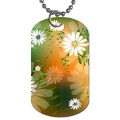 Beautiful Flowers With Leaves On Soft Background Dog Tag (one Side) by FantasyWorld7