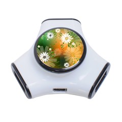 Beautiful Flowers With Leaves On Soft Background 3-port Usb Hub