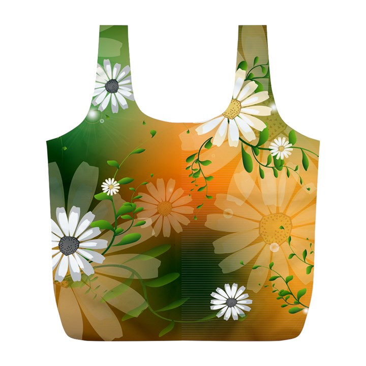 Beautiful Flowers With Leaves On Soft Background Full Print Recycle Bags (L) 