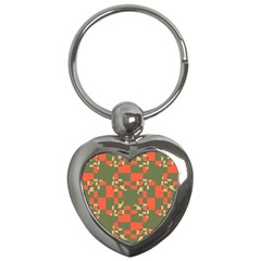 Green Orange Shapes Key Chain (heart) by LalyLauraFLM