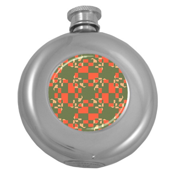 Green orange shapes Hip Flask (5 oz)