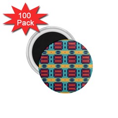 Blue Red And Yellow Shapes Pattern 1 75  Magnet (100 Pack)  by LalyLauraFLM