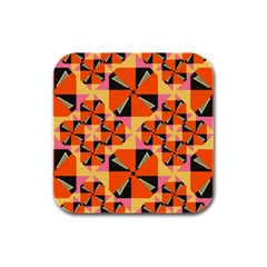 Windmill In Rhombus Shapes Rubber Square Coaster (4 Pack) by LalyLauraFLM