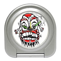 Dark Clown Drawing Travel Alarm Clocks by dflcprints