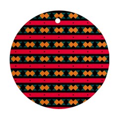 Rhombus And Stripes Pattern Ornament (round)