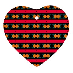 Rhombus And Stripes Pattern Heart Ornament (two Sides) by LalyLauraFLM