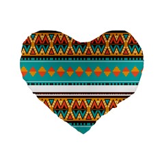 Tribal Design In Retro Colors Standard 16  Premium Heart Shape Cushion  by LalyLauraFLM