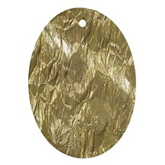 Crumpled Foil Golden Oval Ornament (Two Sides)