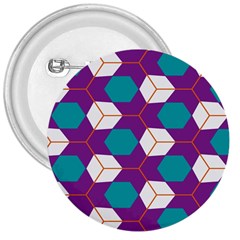 Cubes In Honeycomb Pattern 3  Button by LalyLauraFLM
