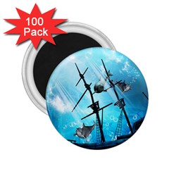 Awesome Ship Wreck With Dolphin And Light Effects 2 25  Magnets (100 Pack)  by FantasyWorld7