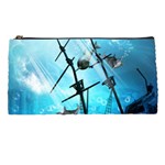 Awesome Ship Wreck With Dolphin And Light Effects Pencil Cases Front