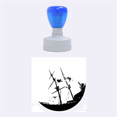 Awesome Ship Wreck With Dolphin And Light Effects Rubber Round Stamps (medium) by FantasyWorld7