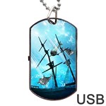 Awesome Ship Wreck With Dolphin And Light Effects Dog Tag USB Flash (Two Sides)  Back