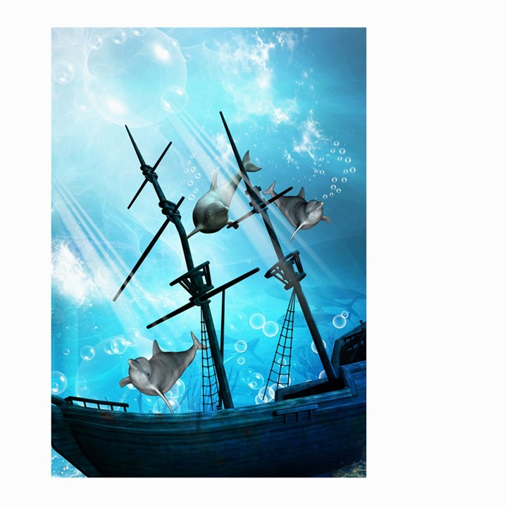 Awesome Ship Wreck With Dolphin And Light Effects Large Garden Flag (Two Sides)