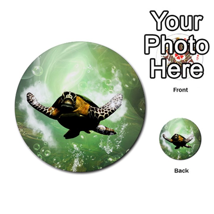 Wonderful Sea Turtle With Bubbles Multi-purpose Cards (Round) 