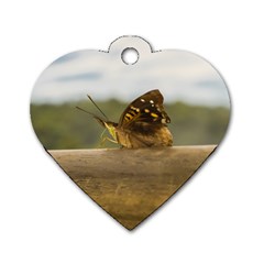 Butterfly Against Blur Background At Iguazu Park Dog Tag Heart (one Side) by dflcprints