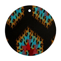 Blue, Gold, And Red Pattern Round Ornament (two Sides) 