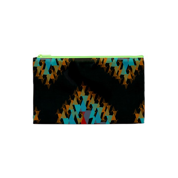 Blue, Gold, and Red Pattern Cosmetic Bag (XS)