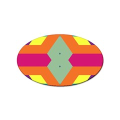 Colorful Rhombus And Stripes Sticker (oval) by LalyLauraFLM