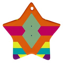 Colorful Rhombus And Stripes Star Ornament (two Sides) by LalyLauraFLM
