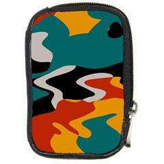 Misc Shapes In Retro Colors Compact Camera Leather Case by LalyLauraFLM