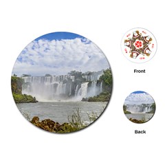 Waterfalls Landscape At Iguazu Park Playing Cards (round)  by dflcprints