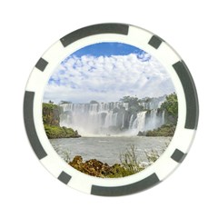 Waterfalls Landscape At Iguazu Park Poker Chip Card Guards