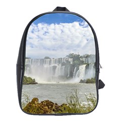 Waterfalls Landscape At Iguazu Park School Bags(large)  by dflcprints