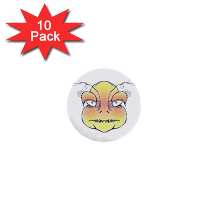 Angry Monster Portrait Drawing 1  Mini Buttons (10 pack) 