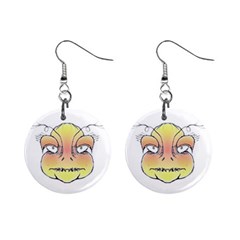 Angry Monster Portrait Drawing Mini Button Earrings by dflcprints