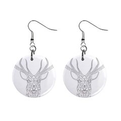 Modern Geometric Christmas Deer Illustration Mini Button Earrings