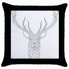 Modern Geometric Christmas Deer Illustration Throw Pillow Cases (black) by Dushan