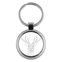 Modern Geometric Christmas Deer Illustration Key Chains (round) 