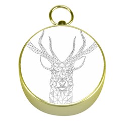 Modern Geometric Christmas Deer Illustration Gold Compasses by Dushan