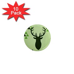 Modern Geometric Black And Green Christmas Deer 1  Mini Magnet (10 Pack) 