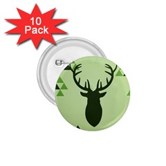 Modern Geometric Black And Green Christmas Deer 1 75  Buttons (10 Pack)