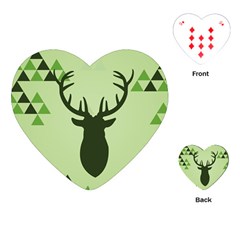 Modern Geometric Black And Green Christmas Deer Playing Cards (heart)  by Dushan