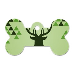 Modern Geometric Black And Green Christmas Deer Dog Tag Bone (one Side)