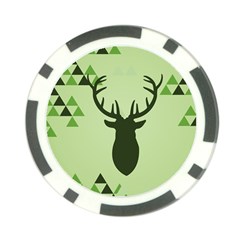 Modern Geometric Black And Green Christmas Deer Poker Chip Card Guards by Dushan