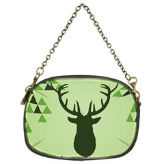 Modern Geometric Black And Green Christmas Deer Chain Purses (two Sides)  by Dushan