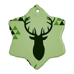 Modern Geometric Black And Green Christmas Deer Ornament (snowflake)  by Dushan