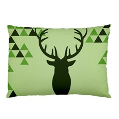 Modern Geometric Black And Green Christmas Deer Pillow Cases (two Sides) by Dushan