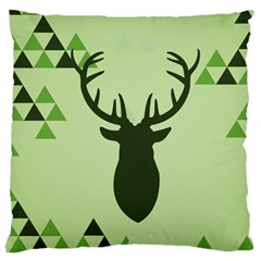 Modern Geometric Black And Green Christmas Deer Large Cushion Cases (two Sides)  by Dushan