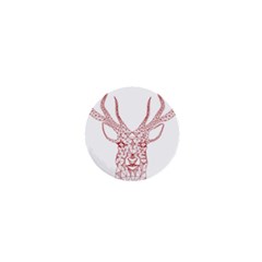 Modern Red Geometric Christmas Deer Illustration 1  Mini Magnets by Dushan