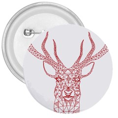 Modern red geometric christmas deer illustration 3  Buttons