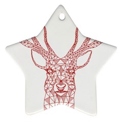 Modern red geometric christmas deer illustration Ornament (Star) 