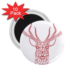 Modern red geometric christmas deer illustration 2.25  Magnets (10 pack) 